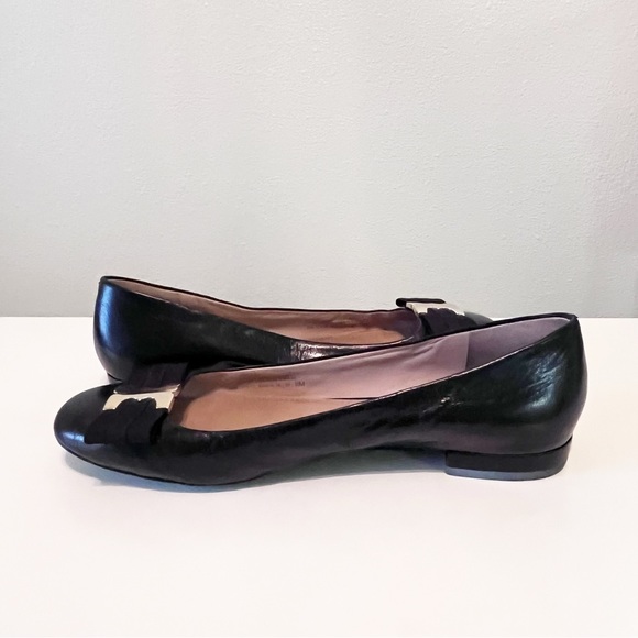 Tory Burch Gemini Link Bow Black Leather Ballet Flats Size 8 - Picture 4 of 12